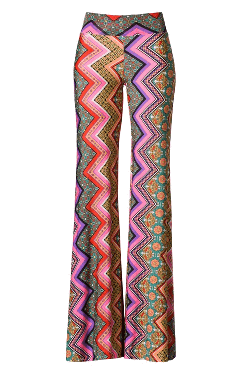 Pink Zig Zag Wide Leg Pants